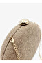 - Textured Clutch Bag with Chain Strap - Khaki - 3