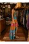 Green Color Imported Short Front Long Back Bohemian Silk Skirt - 5