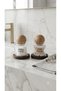 Set of 2 Glass Cotton Containers with Wooden Ball Lids - with Wooden Stand |   Etiket Cotton & Cotton Swabs - 2