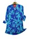 Plus Size Viscose Patterned Lace-Up Tunic