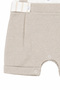 Baby Boy White Beige Striped Overalls with Suspender Bow Tie and Striped Detail - 4