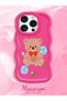 iPhone 16 Pro Max Compatible Case with Camera Protector Red Silicone Couple Phone Case Bear Pattern - 2