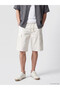 Xside Ecru Relax Fit Gabardine Men's Cargo Shorts