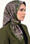 Women's Light Khaki Shawl with Patterned Stitching and Writing