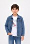 Blue Printed T-Shirt Boys' Jean Shirt Set 24162 - 2
