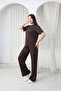 Women's Silvery Crew Neck Short Sleeve Loose-Fit Top and Bottom Set - 5