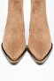 Mink Camel Matte Flat Lace-Up Zippered Metal Toe Western Cowboy Short Ankle Boots - 4