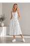 New Season Modern Polka Dot Square Collar Gipeli Strap Midi Women's Dress
