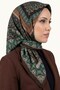 Women's Light Brown Green Ethnic Patterned Stitched Writing