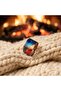 100% Handmade Copper |   Copper Blue Red Landscape Patterned Wide Form Adjustable Ring |   100% El Y - 7