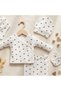 Heart Patterned 100% Cotton 5 Piece Set Ribbed Combed Cotton Fabric Newborn Baby Girl Hospital Release - 3