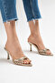 Women's Pointed Toe Thin Heeled Gold Buckle Stylish Slippers Kelis Gold - 2
