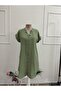 Women's Short Sleeve V-Neck Short Linen Dress - 4