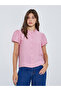 Pink Solid Ruffle Trim Button Front Blouse - 3