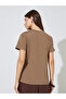 Brown Slogan Print Round Neck T-Shirt - 5