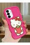 Samsung Galaxy A17 Compatible Case Camera Protector Red Silicone Couple Phone Case Kitty Pattern