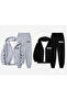 4 Piece Printed Zippered Unisex Children's Top and Bottom Tracksuit Set