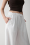 White 100% Cotton Buttoned Wide-Leg Summer Trousers - 5