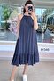 Halter Neck Polka Dot Viscose Dress 6Y346 - 4