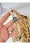 Oval Gold Inside Green Women Wrist Watch - 2