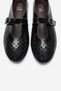 Ari̇an Black Patent Leather Genuine Leather Perforated Women's Ballerina Shoes - 2