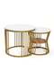 Migue home Set of 2 Nesting Round Coffee Table for Living Room, Side Table, Marble Like Finish, Easy Assembly, White and Gold Color - 3