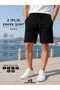 2-Piece Shorts (Black-Grey) Basic Summer Shorts Set - Comfortable Fit Above the Knee, 2-Piece Economic Package - 2