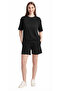 Women's Minimal Black T-Shirt Shorts Set Relaxed Fit Summer Combination - 2