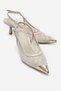 Clem Ecru Lace Detailed Gold Toe Women's Heeled Shoes