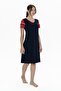 20009 Women's 100% Cotton V-Neck Short Sleeve Summer Nightgown Navy Blue - 3