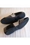 Men's Genuine Leather Suede Black and Gray Patchwork Combination with Pompom Soft Thin Hard Rubber Sole Loafer Shoes - 5