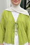 Textured Lace-Up Kimono 2361 - Neon Green - 3
