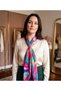 Multi-Colored Floral Patterned, Satin Scarf Shawl - 3