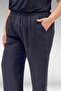 69014 Large Size Double Tensel Pants with Elastic Waist and Pockets - Black - 4