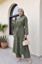 Tunic, Long Slit Pants, Pocketed Modal Set -Khaki - 4