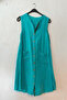Turquoise High Neck Sleeveless Buttoned Pocketed Casual Muslin Woven Dress 113 60 - 2