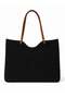 Women's Knitwear Shoulder Bag with Leather Strap Daily Stylish Steel Knitwear Bag 1617 Black - 4