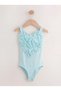 Girl's Combed Cotton Bodysuit with Snap Buttons at the Bottom, Heart Detail on the Front, Woven Green