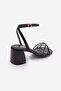 Women's Blunt Toe Ankle Thin Cross-Strapped Thick Heeled Sandals Dovina Black - 6