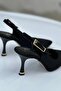 Tao Black Suede Slingback Pointed Toe Thin Heel Shoes - 3