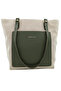 Tote Canvas-Genuine Leather Women Shopping Handle and Shoulder Bag