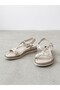 884032 Genuine Leather Trok Detail 5cm Padded Sole Sandals Shoes for Women