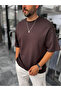 Brown Two-Thread Basic Oversize T-Shirt Es-71-149 - 2