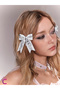 2-Pack Presto Piano Left Hand Key Figured Music Festival White Bow Ribbon Clip Hair Clip - 5