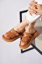 Suyes Tape Buckle Genuine Leather Women's Slippers Cappuccino Suede