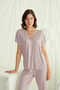 Premium Lace Detailed Women's Mink Viscose 2-Piece Pajama Set - Stylish Home Fashion Two-Piece Set