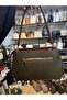 Women's 5-Compartment Leather Look Bag with Long Adjustable Strap - 4