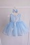 Baby Blue Karolin Embroidered Floral Detailed Cotton Lined Baby Girl Evening Dress - 3