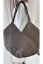 🖤   Velora Black Glittery Hand Knitted Cross Patterned Paper String Shoulder Bag - 4