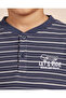 Boys Navy Striped Waffle Henley - 5